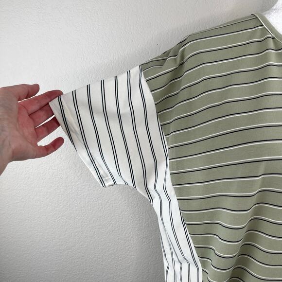 Suzanne Betro Weekend Green Stripe Short Sleeve Oversized Tunic Top Small NWT - Picture 8 of 14
